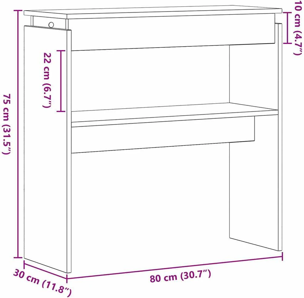 Konsolinis stalas Juodas ąžuolas 80 x 30 x 80 cm