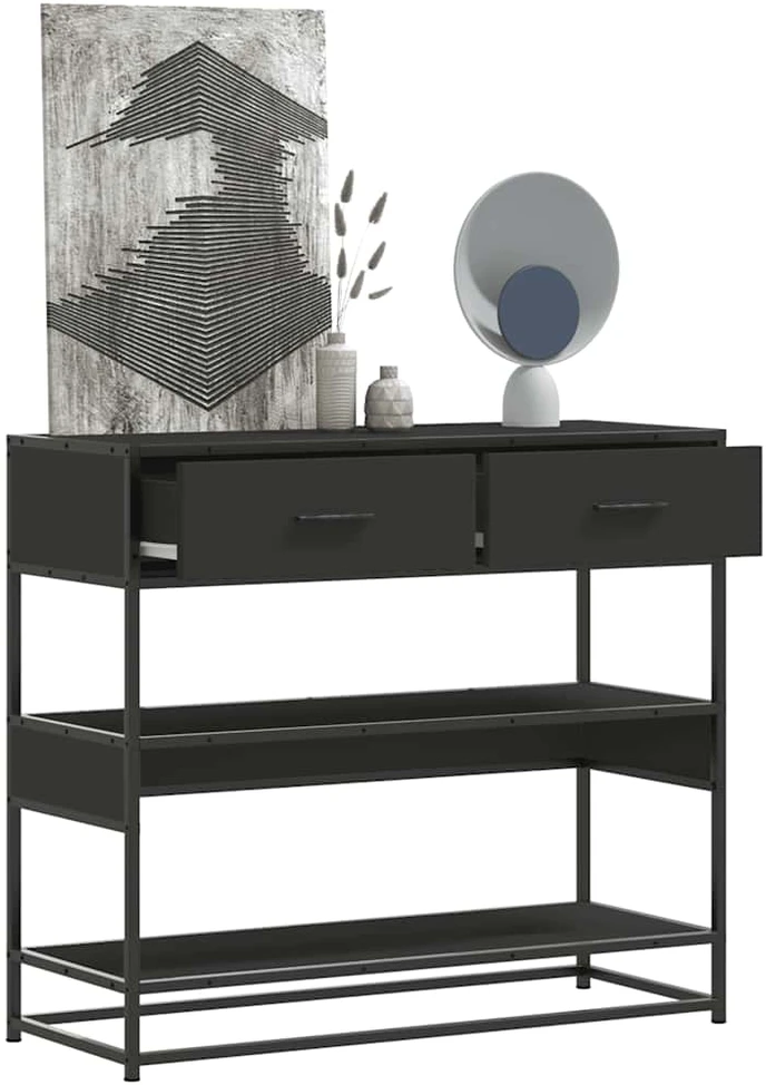 konsolinis stalas juodas 90x35x80 cm inžinierinis medis