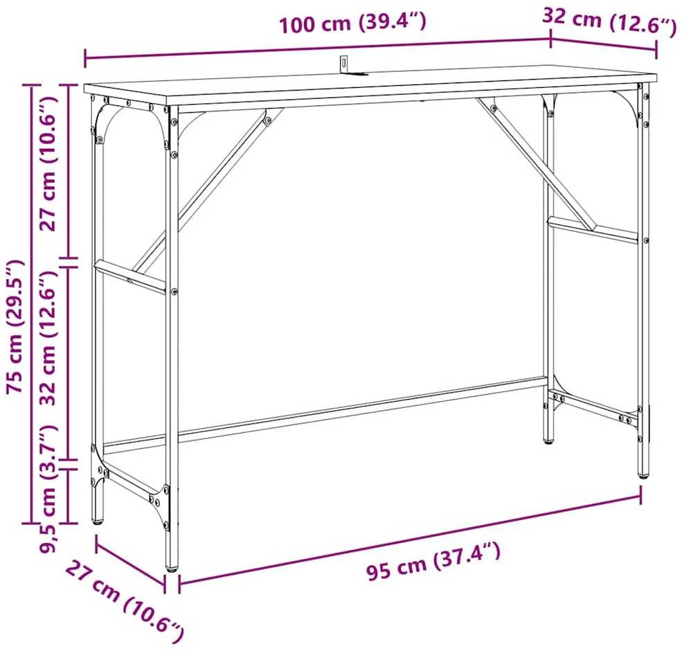 Konsolinis stalas Juodas ąžuolas 100 x 32 x 75 cm