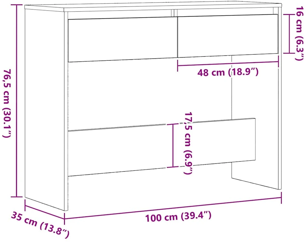 Konsolinis stalas Juodas ąžuolas 100 x 35 x 76,5 cm