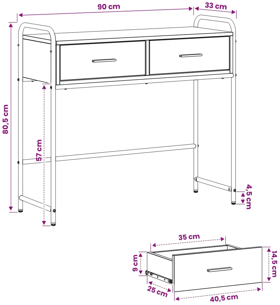 Konsolinis stalas Juodojo ąžuolo 90 x 33 x 80,5 cm
