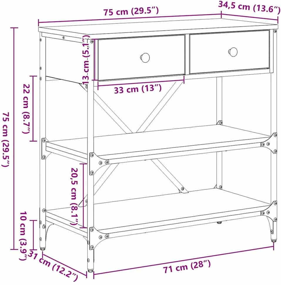 Konsolinis stalas Ruda 75 x 34,5 x 75 cm Medis