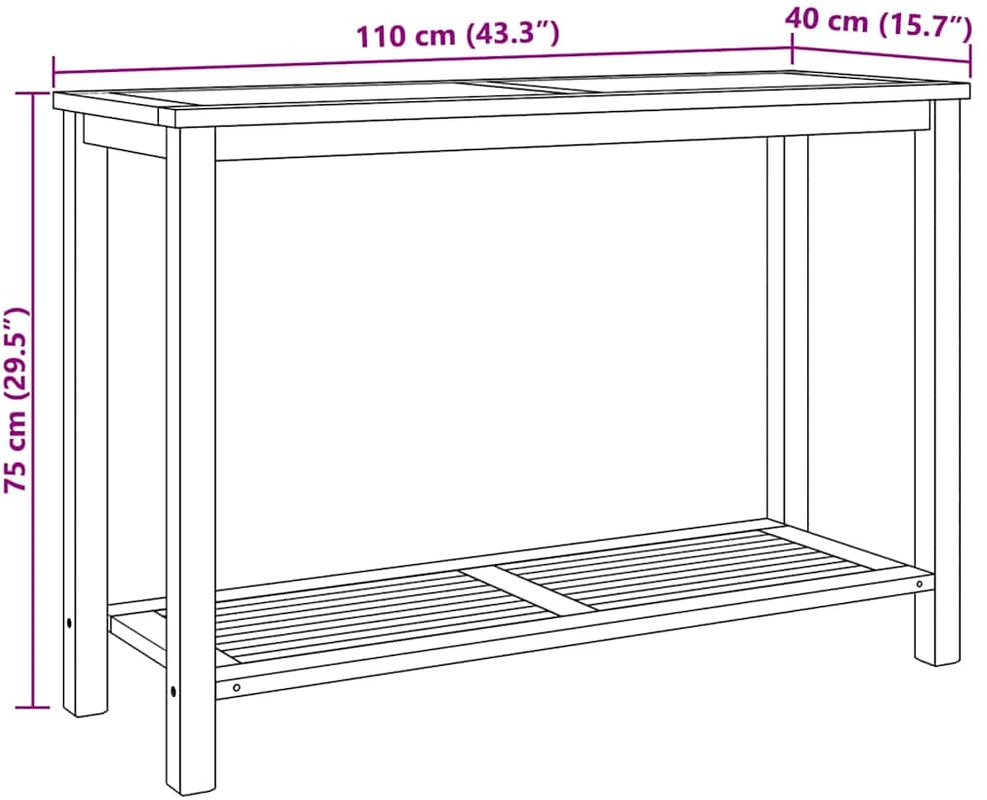 Konsolinis stalas Ruda 110 x 40 x 75 cm Kieto teka medžio