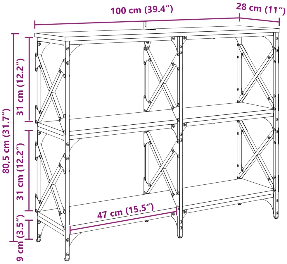 Konsolinis stalas Senas medis 100 x 28 x 80,5 cm