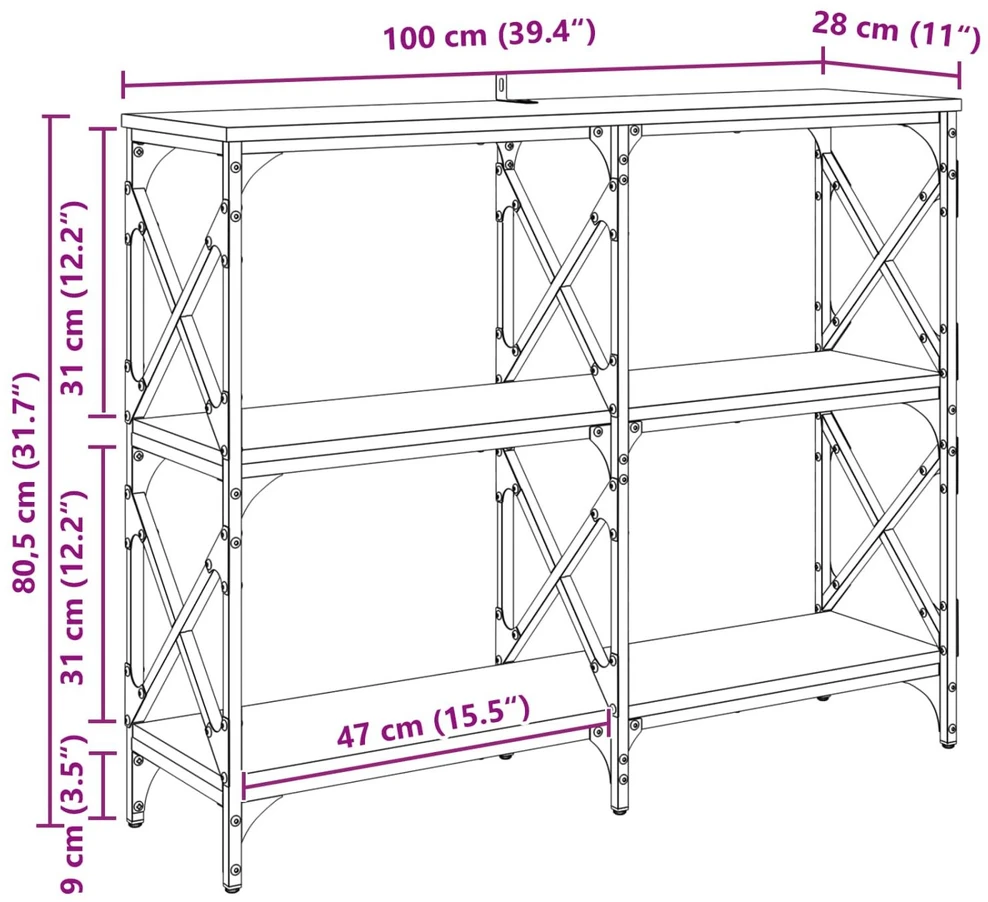 Konsolinis stalas Senas medis 100 x 28 x 80,5 cm