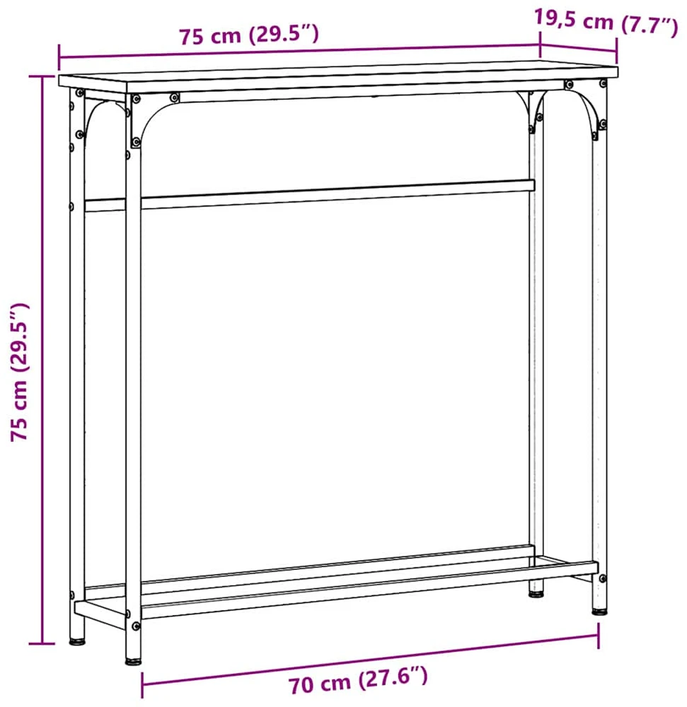 Konsolinis stalas Senas medis 75 x 19,5 x 75 cm