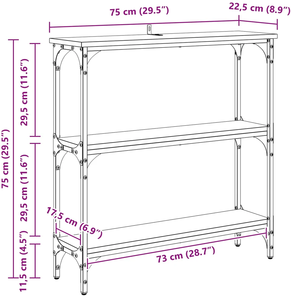 Konsolinis stalas Senas medis 75 x 22,5 x 75 cm