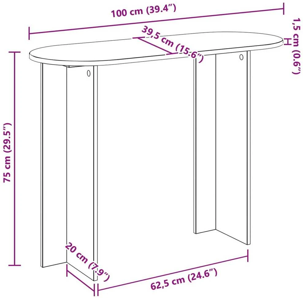 Konsolinis stalas Sendintos medienos 100 x 39,5 x 75 cm
