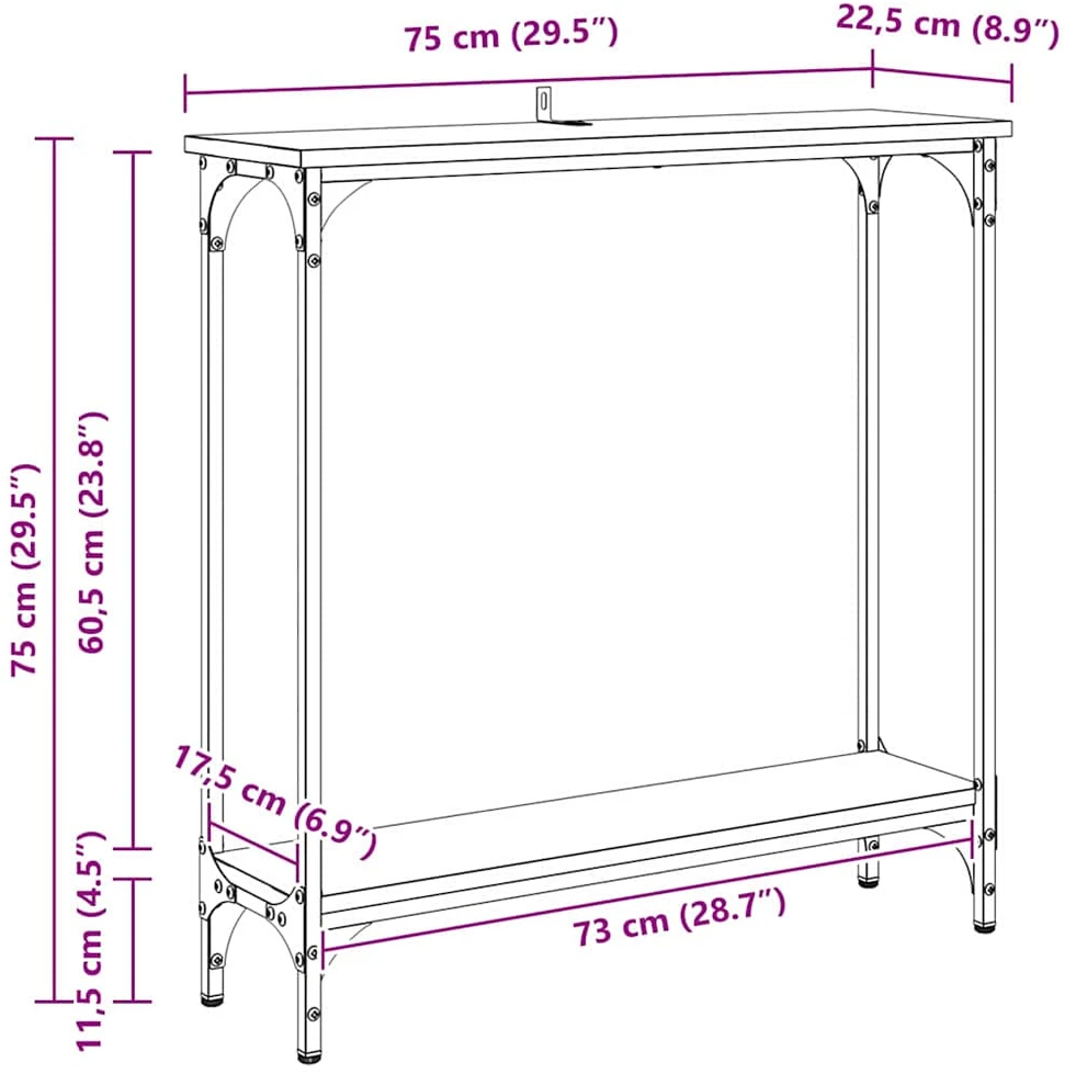 Konsolinis stalas Senovinis medis 75 x 22,5 x 75 cm