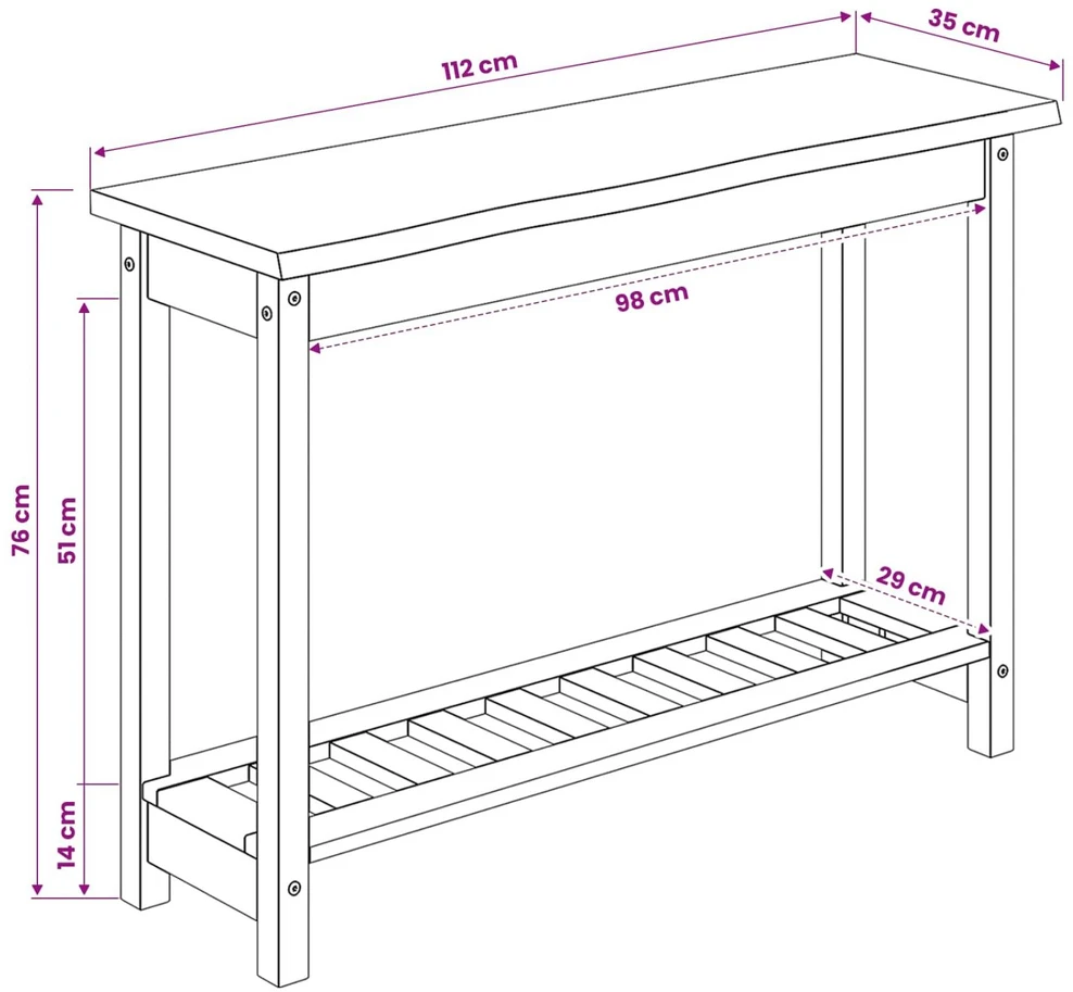 Konsolinis stalas su lentyna EKAI Balta 112 x 35 x 76 cm