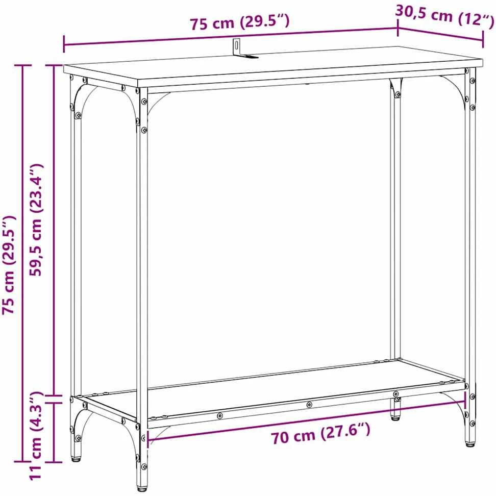 Konsolinis stalas juoda ąžuolo 75 x 30.5 x 75 cm