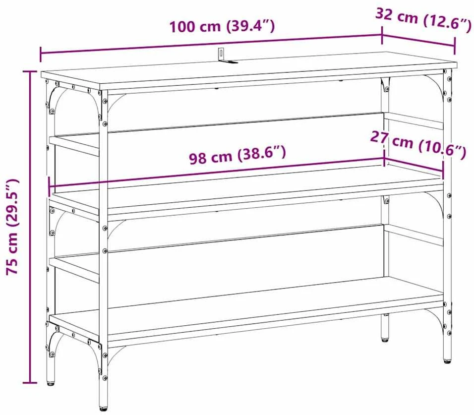 Konsolinis stalas juoda ąžuolo 100 x 32 x 75 cm