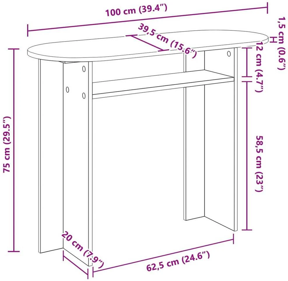 Konsolinis stalas Juodojo ąžuolo 100 x 39,5 x 75 cm