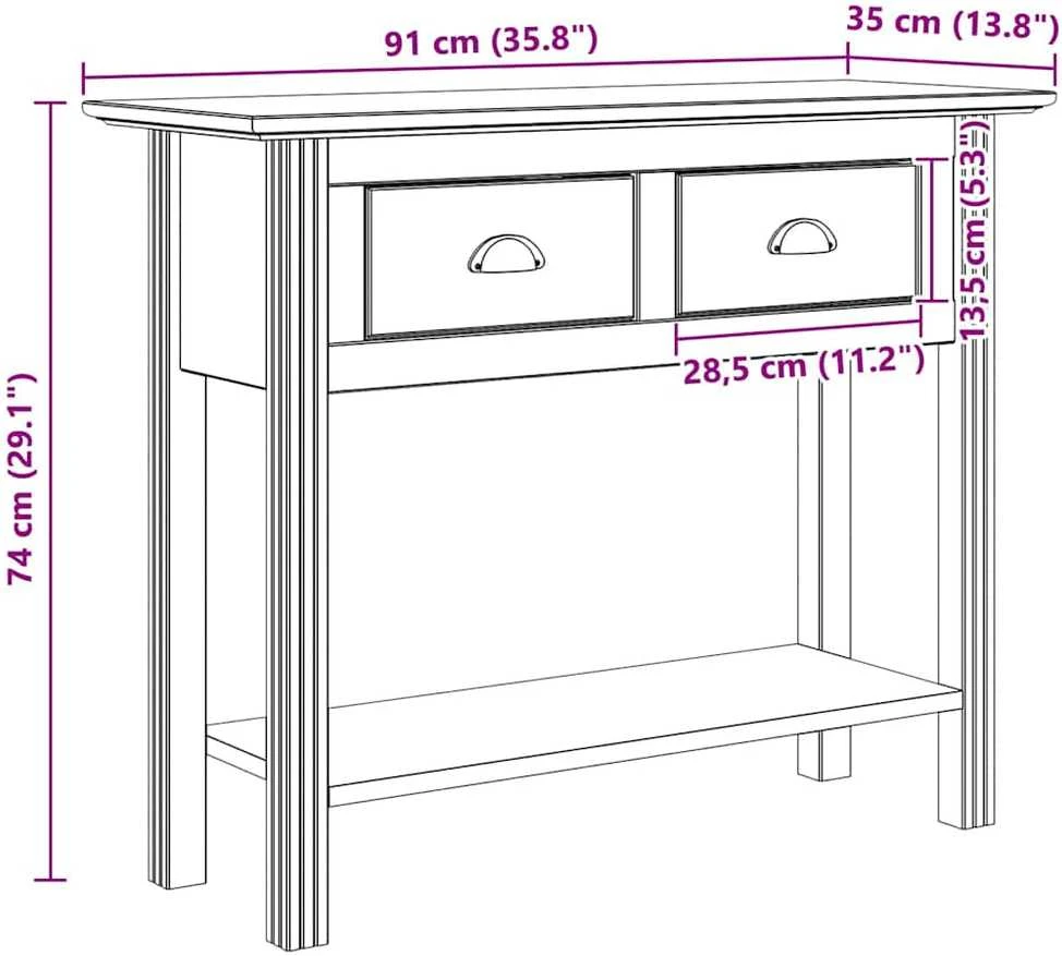 Konsolinis stalas BODO Medus ruda 91 x 34.7 x 74 cm
