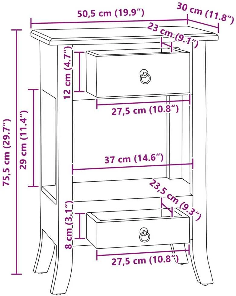 Konsolinis stalas su stalčių Natūrali 50,5 x 30 x 75,5 cm