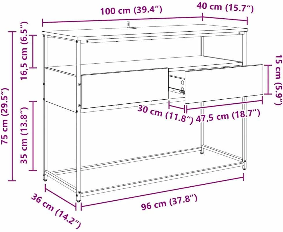 Konsolinis stalas Senovinis medis 100 x 40 x 75 cm