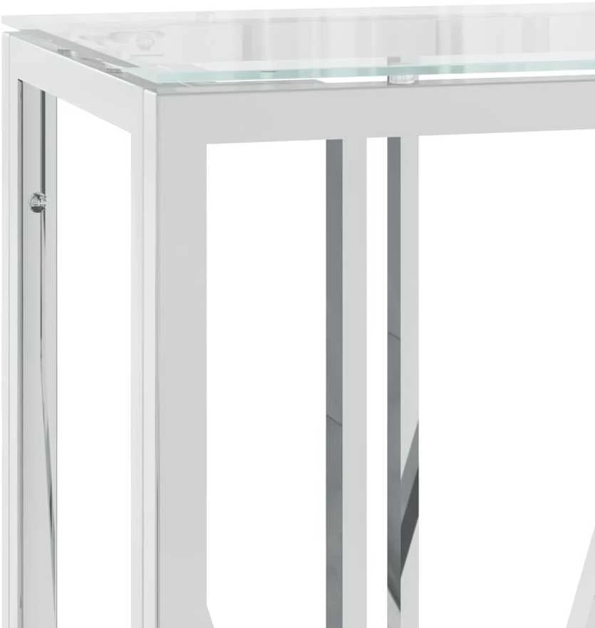Konsolinis staliukas, 110x30x70cm, nerūdijantis plienas/stiklas