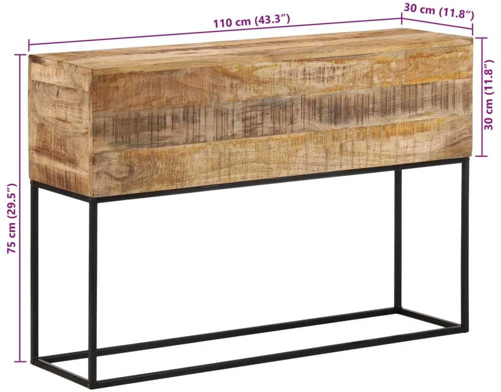 Konsolinis staliukas, 110x30x75cm, mango masyvas ir geležis