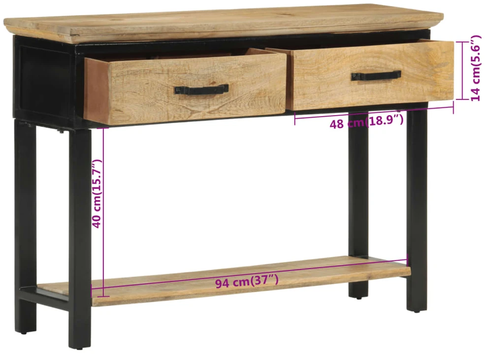 Konsolinis staliukas, 110x30x75cm, mango medienos masyvas