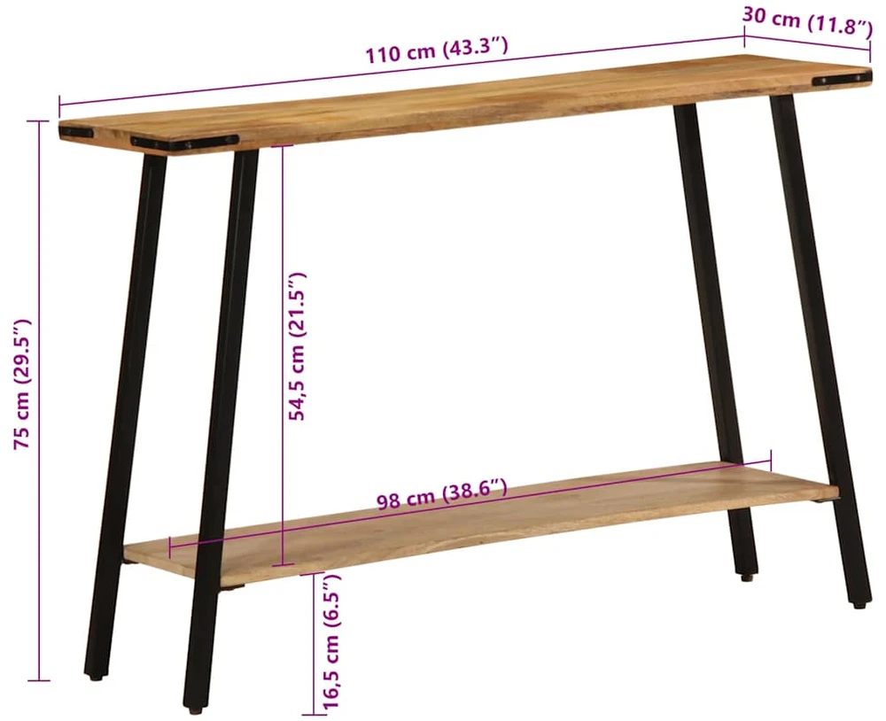 Konsolinis staliukas, 110x30x75cm, mango medienos masyvas
