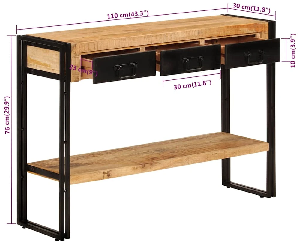 Konsolinis staliukas, 110x30x76cm, mango medienos masyvas