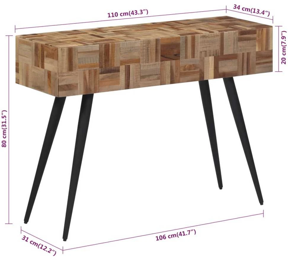 Konsolinis staliukas, 110x34x80cm, perdirbta tikmedžio mediena