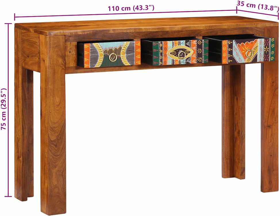 Konsolinis staliukas, 110x35x75cm, akacijos medienos masyvas