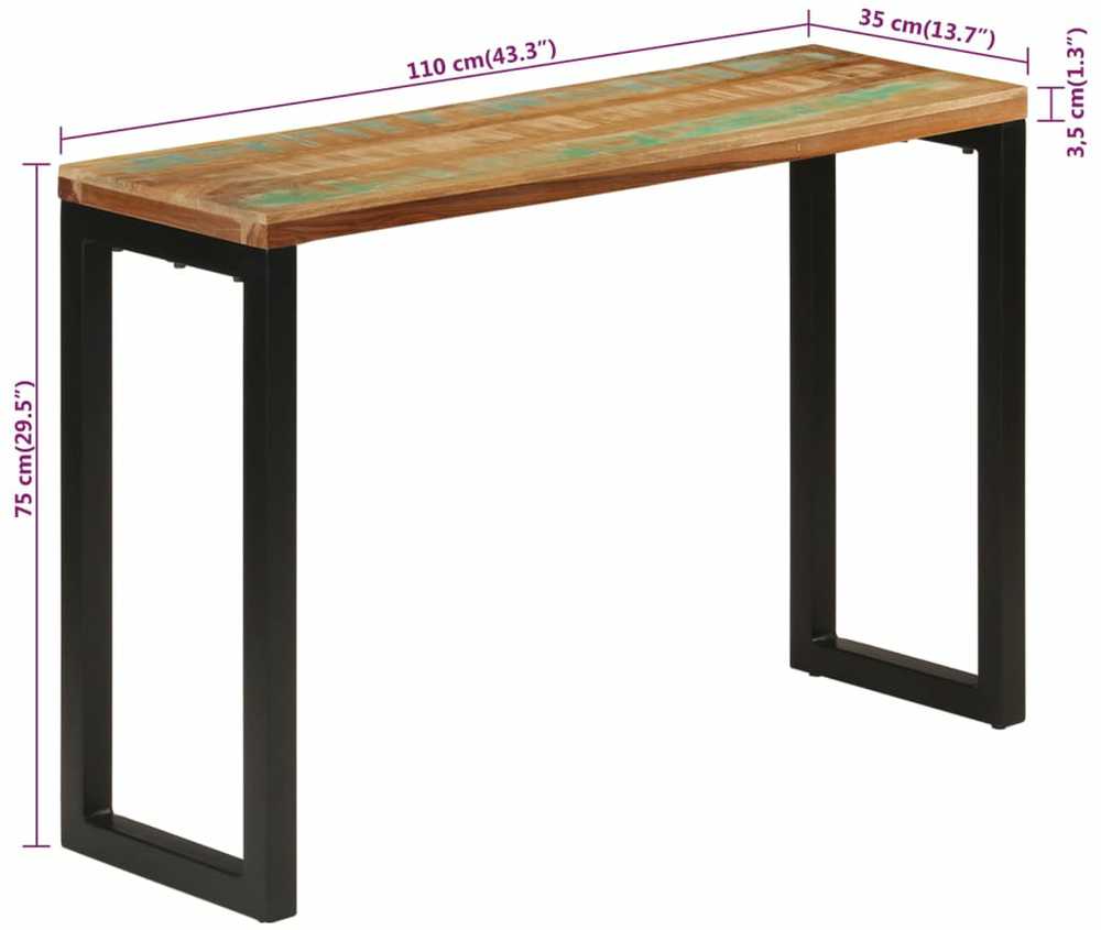 Konsolinis staliukas, 110x35x75cm, perdirbtos medienos masyvas
