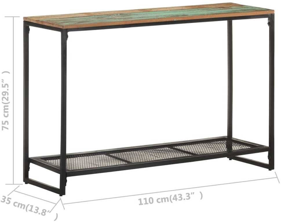 Konsolinis staliukas, 110x35x75cm, perdirbtos medienos masyvas