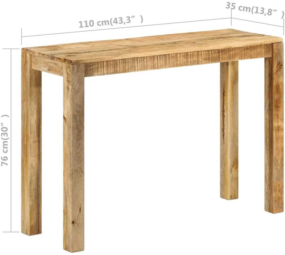 Konsolinis staliukas, 110x35x76cm, neapdorota mango mediena