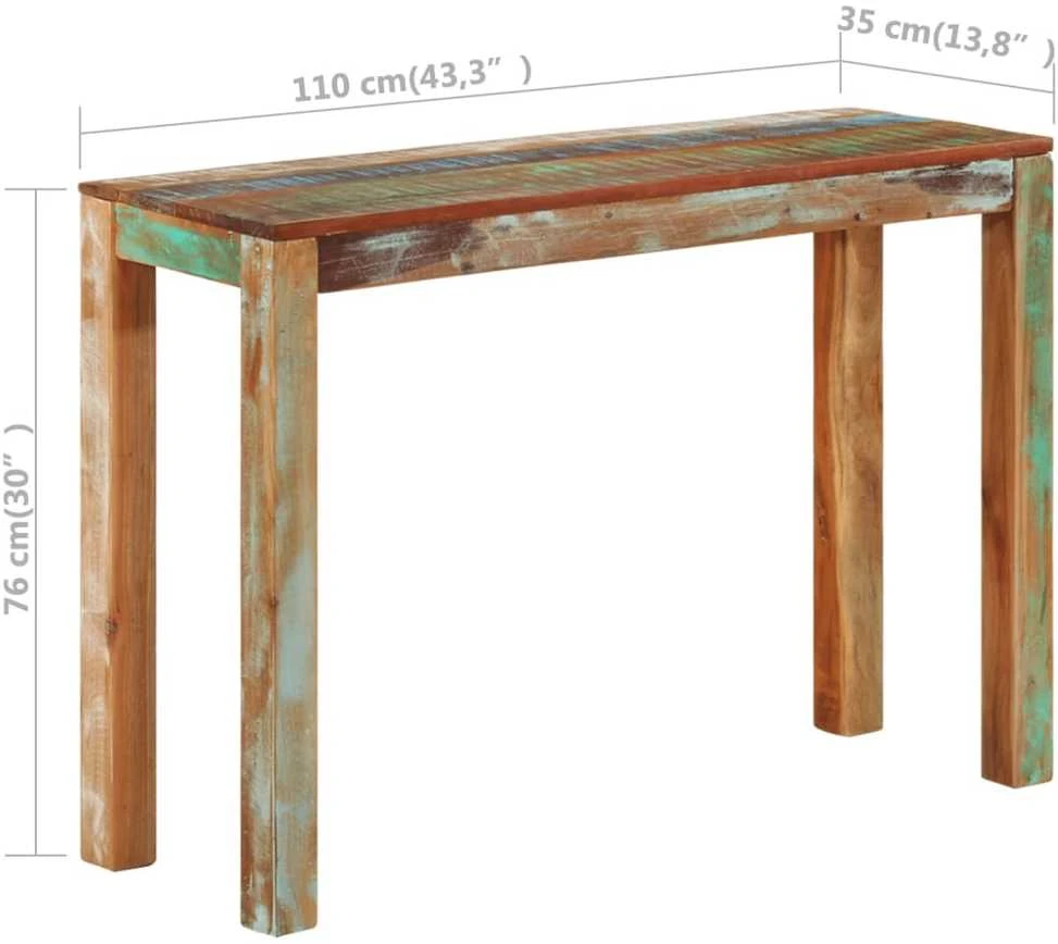 Konsolinis staliukas, 110x35x76cm, perdirbtos medienos masyvas
