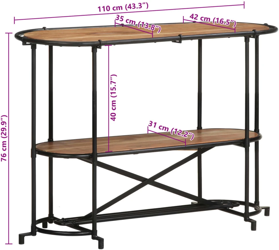 Konsolinis staliukas, 110x42x76cm, akacijos medienos masyvas