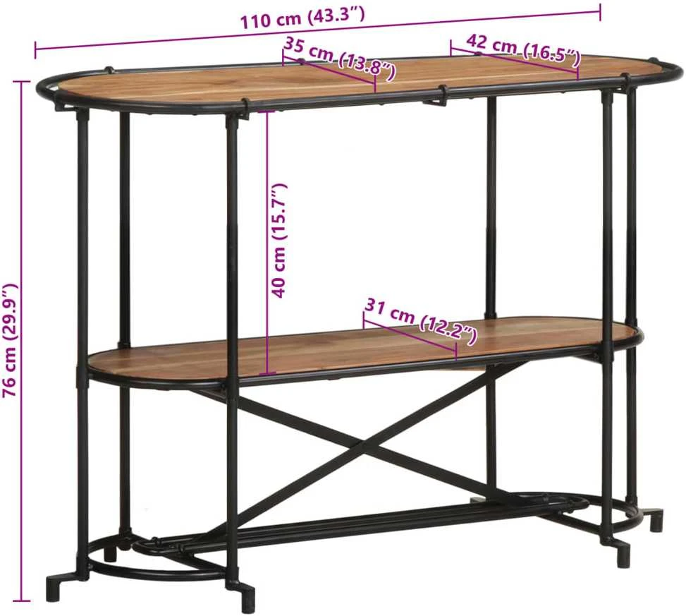 Konsolinis staliukas, 110x42x76cm, akacijos medienos masyvas