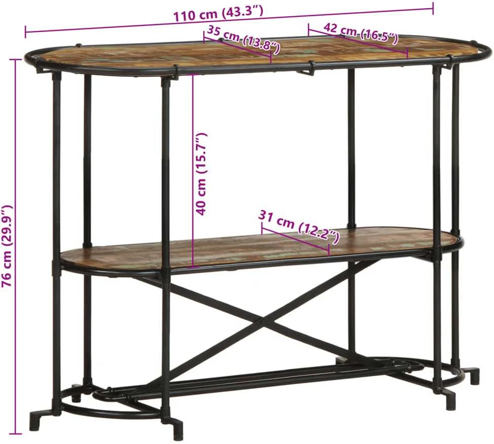 Konsolinis staliukas, 110x42x76cm, perdirbtos medienos masyvas