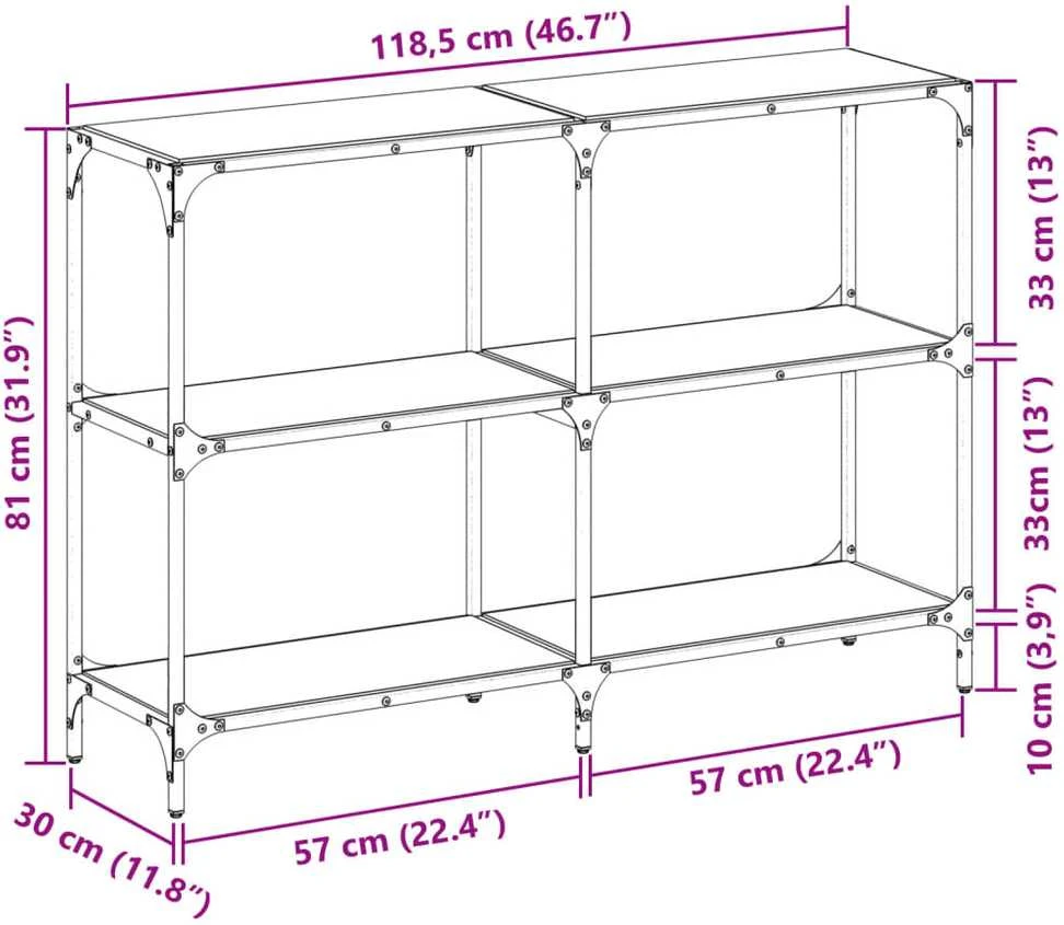 Konsolinis staliukas, 118,5x30x81cm, plienas