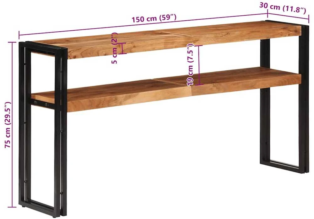 Konsolinis staliukas, 150x30x75cm, akacijos medienos masyvas
