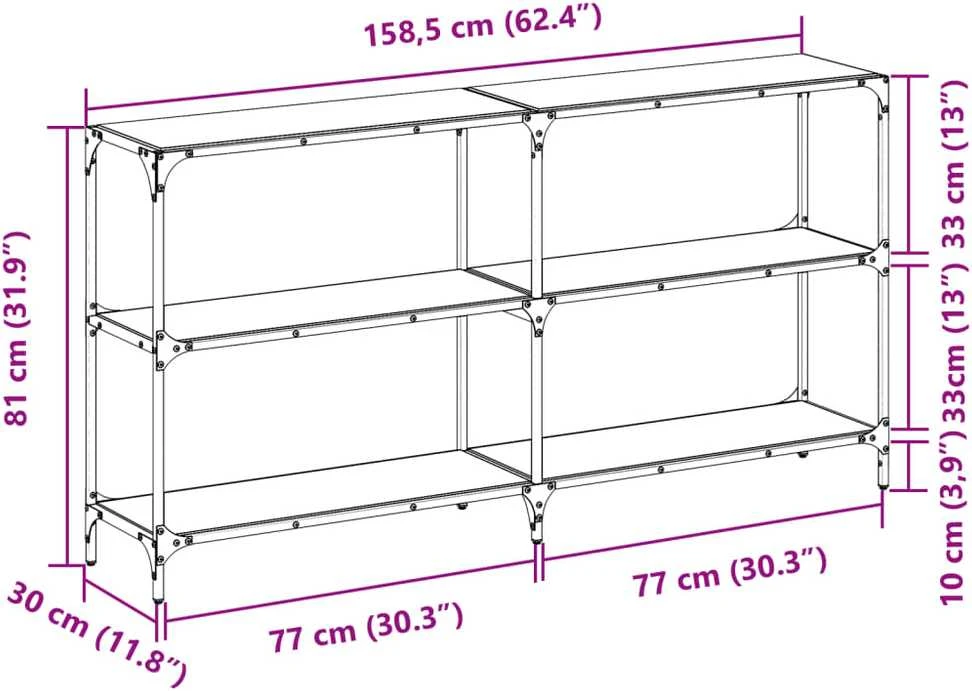 Konsolinis staliukas, 158,5x30x81cm, plienas