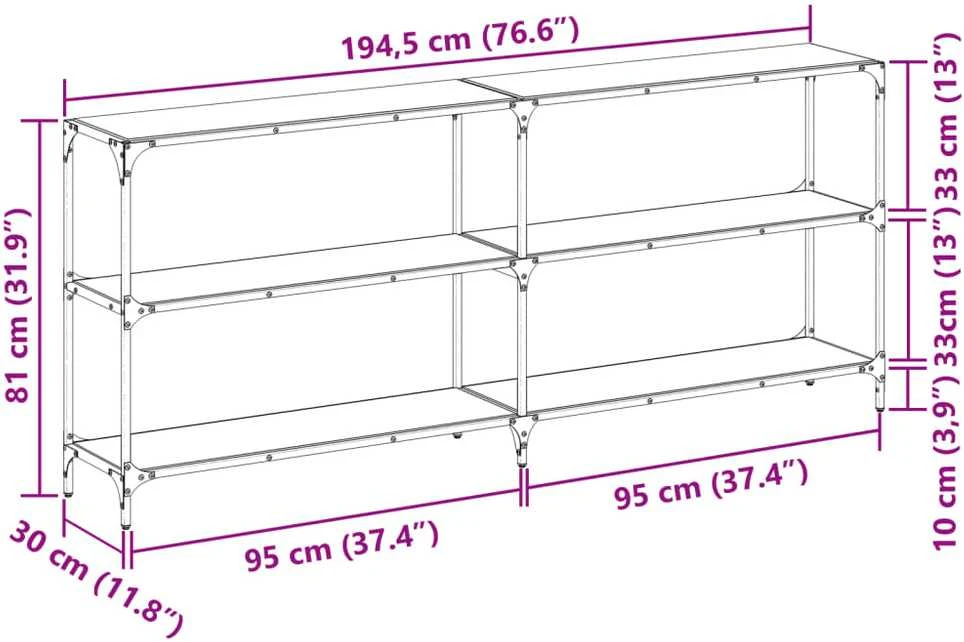 Konsolinis staliukas, 194,5x30x81cm, plienas