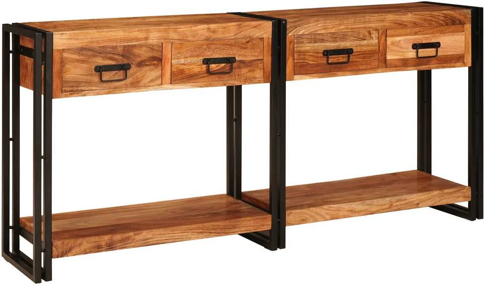 Konsoliniai staliukai 2 vnt. Ruda 161 x 33 x 75 cm
