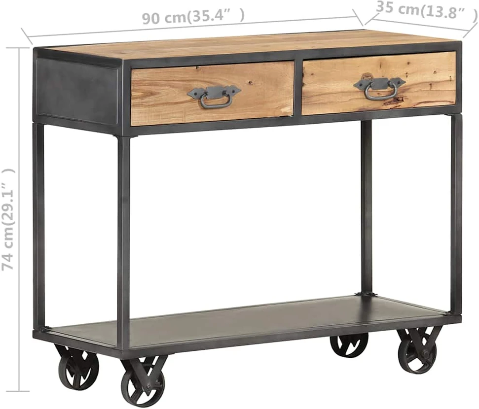 Konsolinis staliukas, 90x35x74cm, perdirbtos medienos masyvas