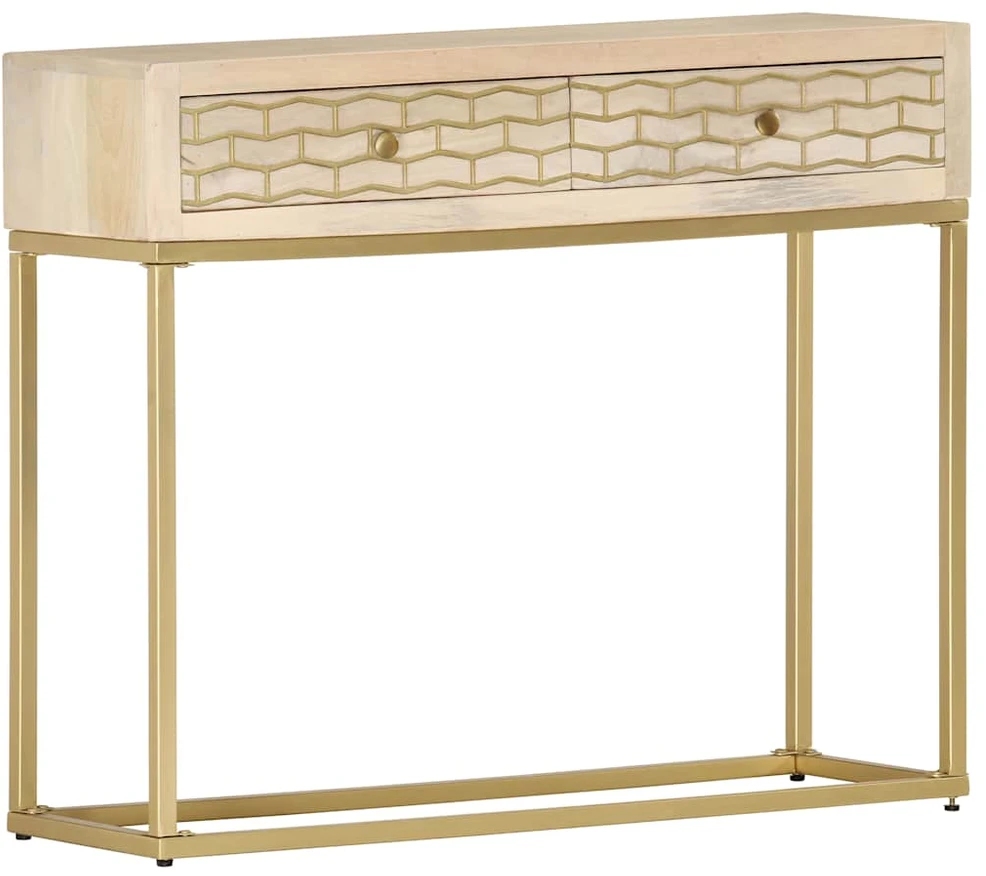Konsolinis staliukas, auksinis, 90x30x75cm, mango masyvas