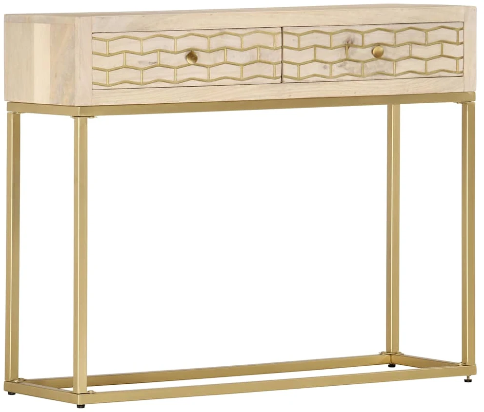 Konsolinis staliukas, auksinis, 90x30x75cm, mango masyvas