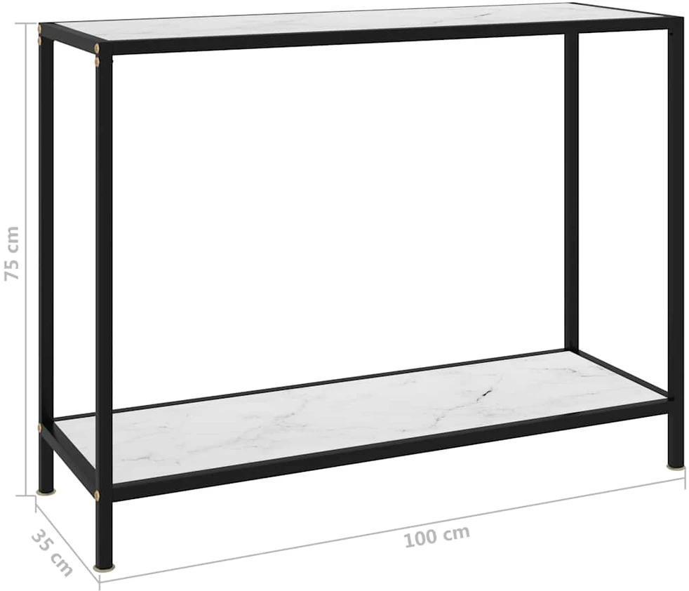 Konsolinis staliukas, baltas, 100x35x75cm, grūdintas stiklas