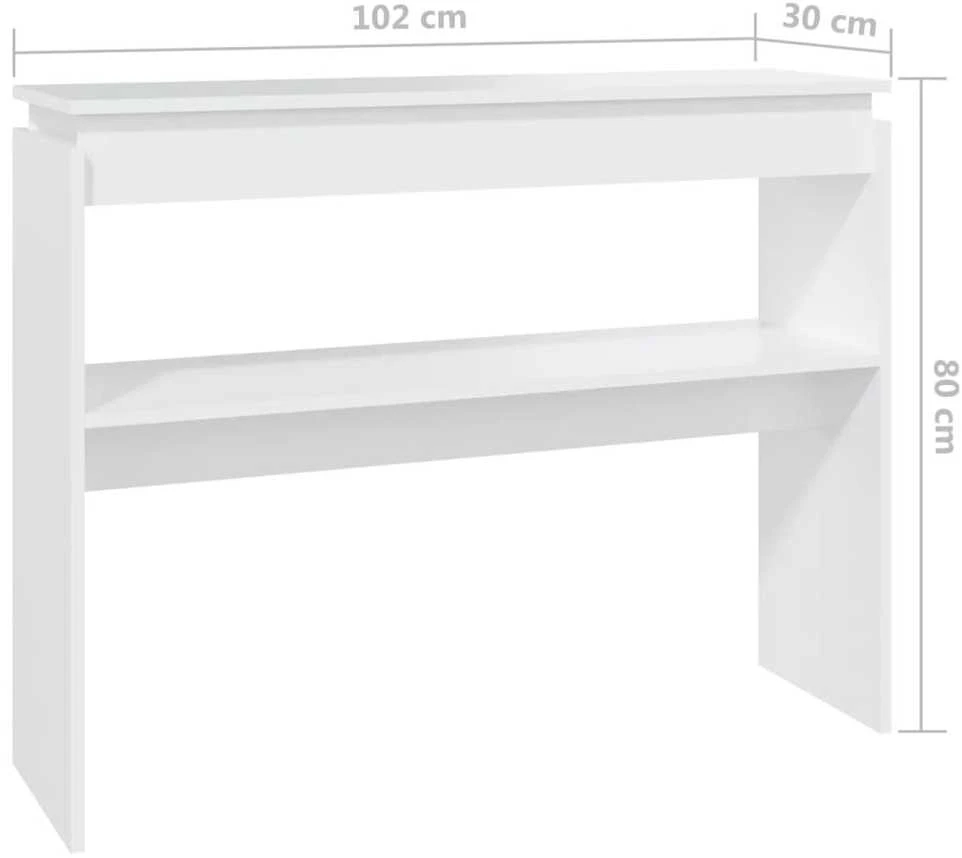 Konsolinis staliukas, baltas, 102x30x80cm, apdirbta mediena