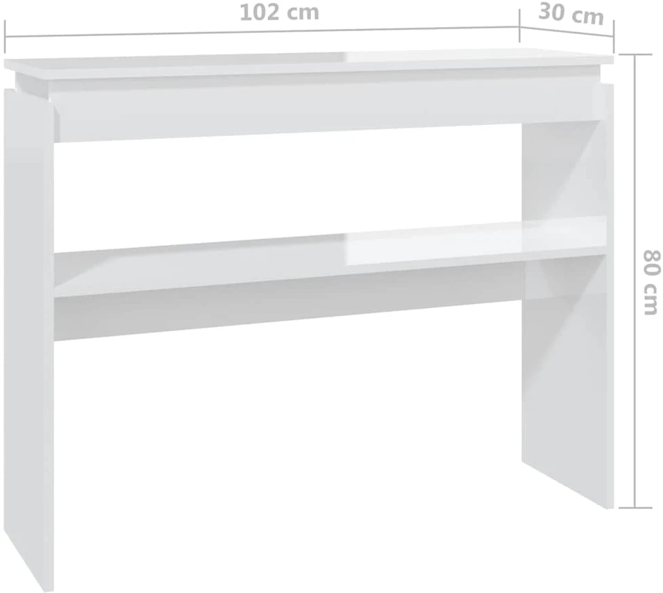 Konsolinis staliukas, baltas, 102x30x80cm, apdirbta mediena