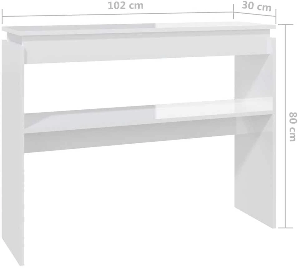 Konsolinis staliukas, baltas, 102x30x80cm, apdirbta mediena