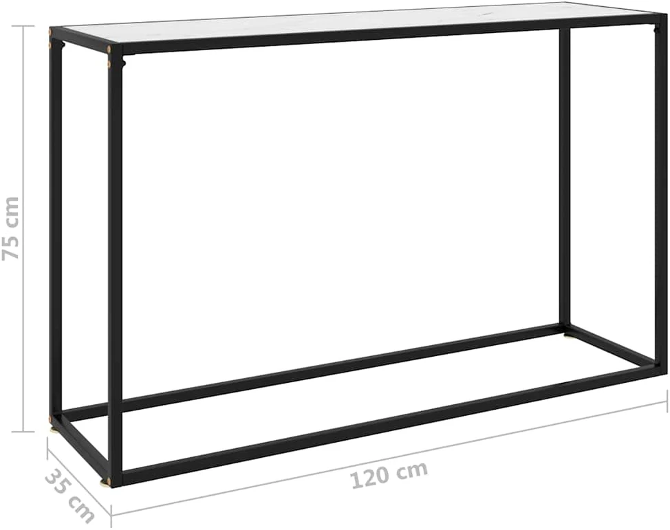 Konsolinis staliukas, baltas, 120x35x75cm, grūdintas stiklas