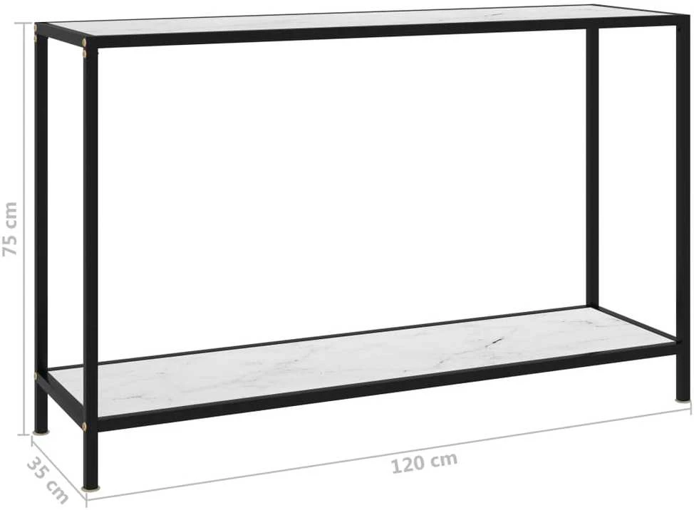 Konsolinis staliukas, baltas, 120x35x75cm, grūdintas stiklas