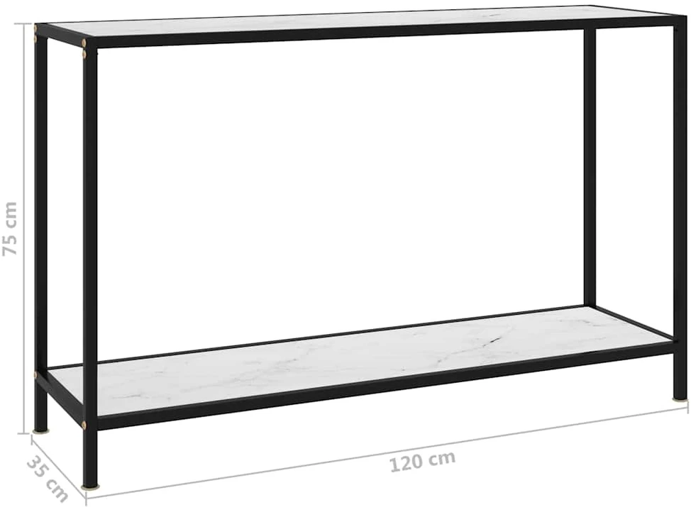 Konsolinis staliukas, baltas, 120x35x75cm, grūdintas stiklas