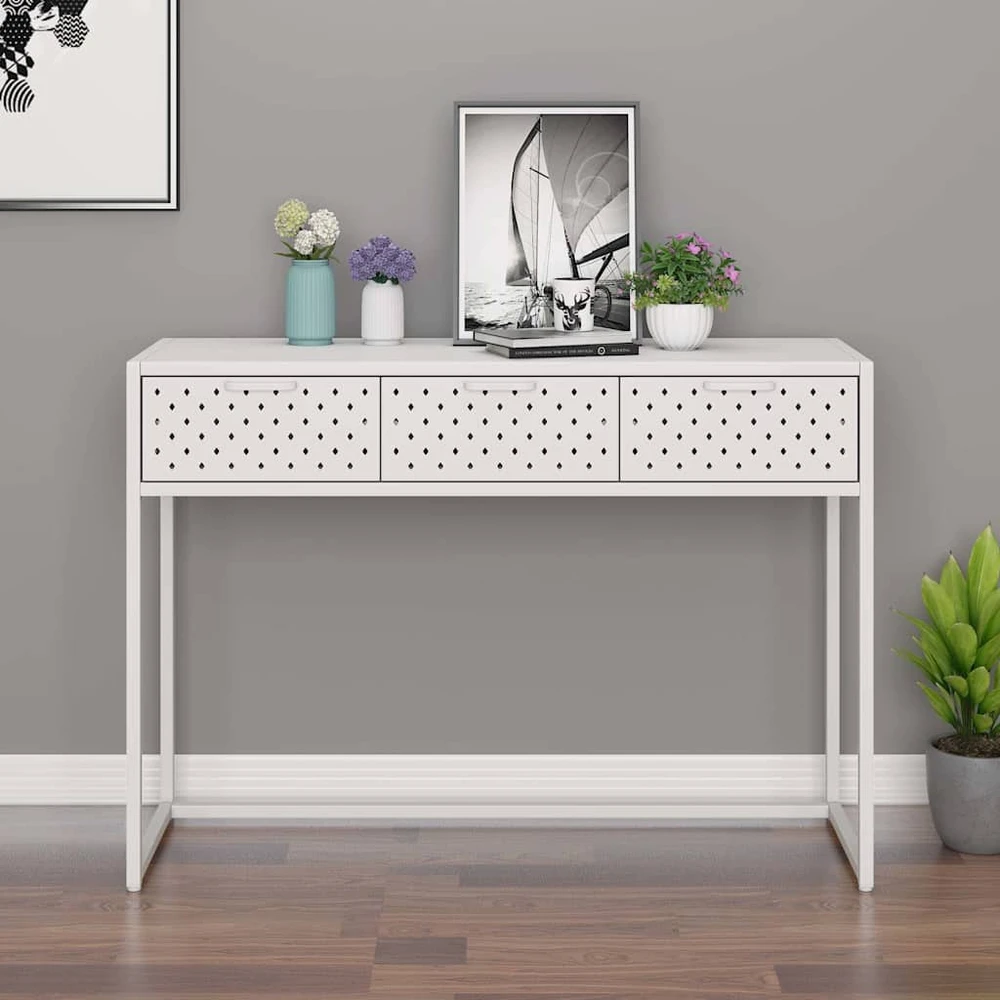 Konsolinis staliukas, baltos spalvos, 106x35x75cm, plienas